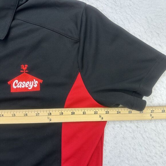 Caseys Polo Shirt Mens Large L Black Red Short Sleeve Workwear Employee - Picture 6 of 9